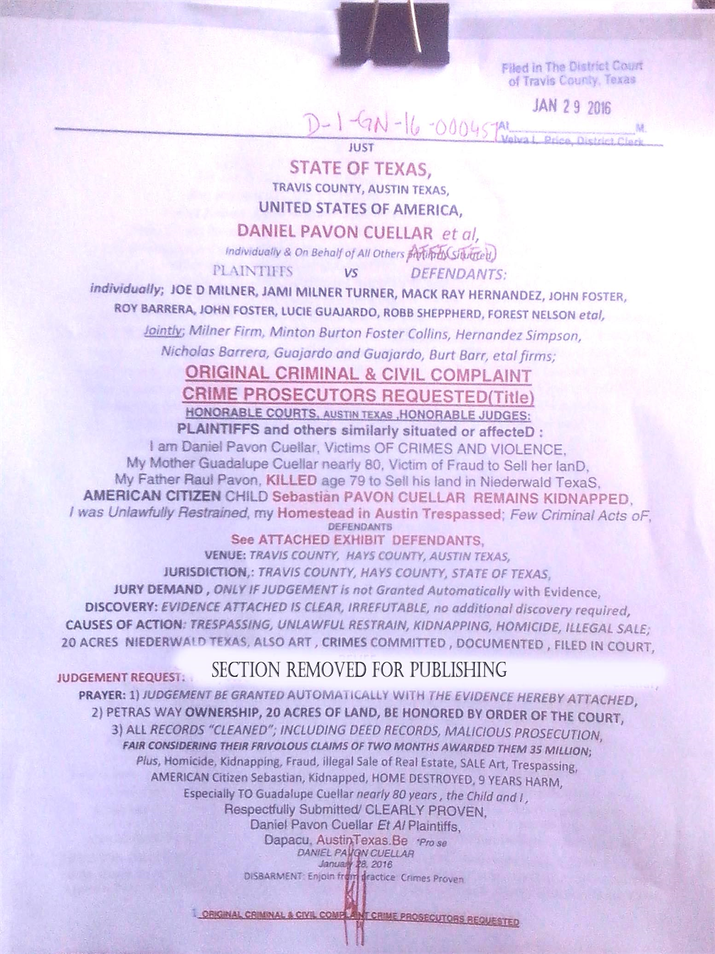 DANIEL Pavon Cuellar Justice